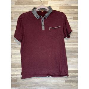 Ben Sherman Men's Short Sleeve Polo Shirt Size Small Burgundy #294